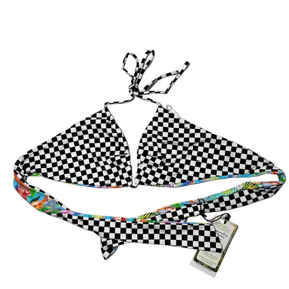 Revolve VDM Multi Hawaiian Tropic/Speed Racer Reversible Bikini Top Small NWT - Picture 4 of 7